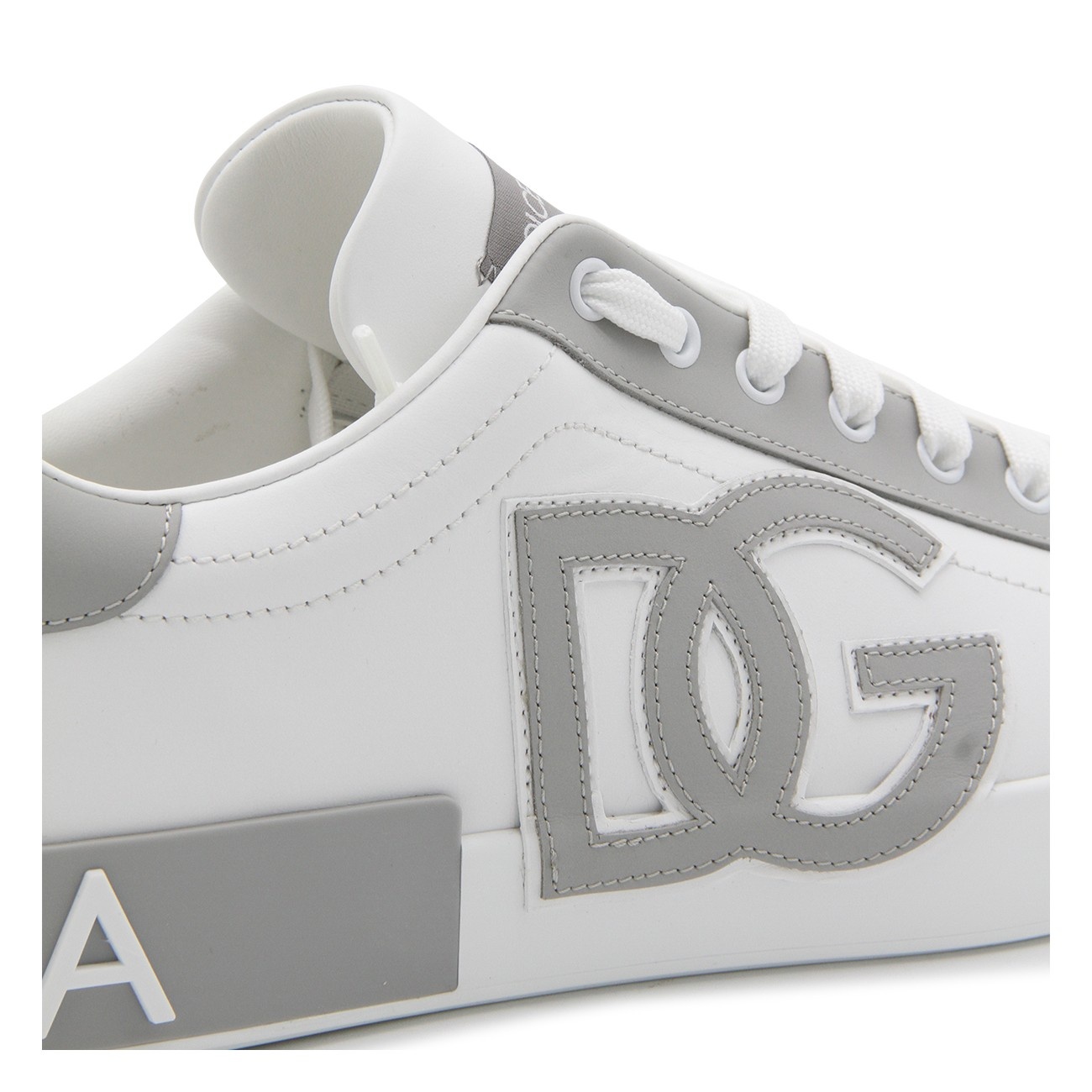 white and grey leather sneakers - 4
