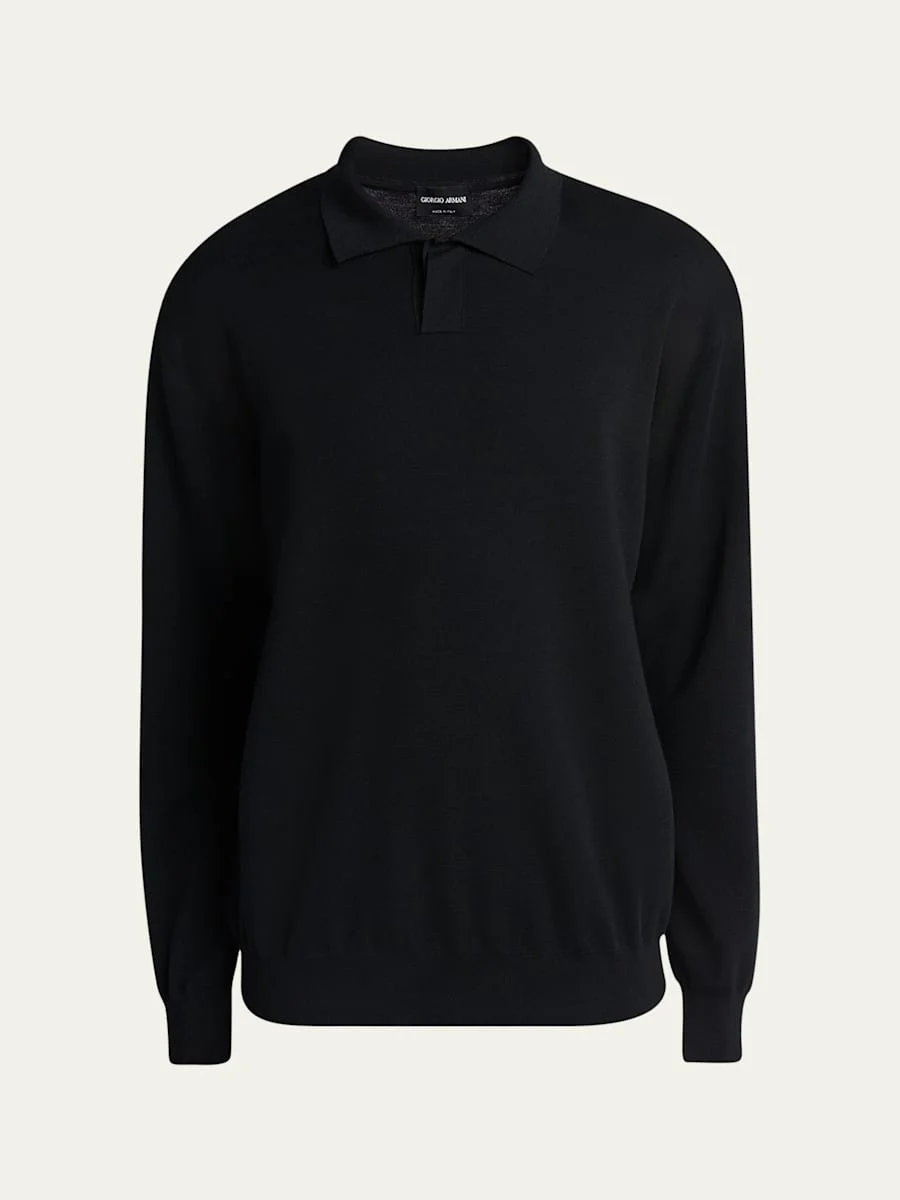 Men's Milano Stitch Wool Polo Sweater - 1