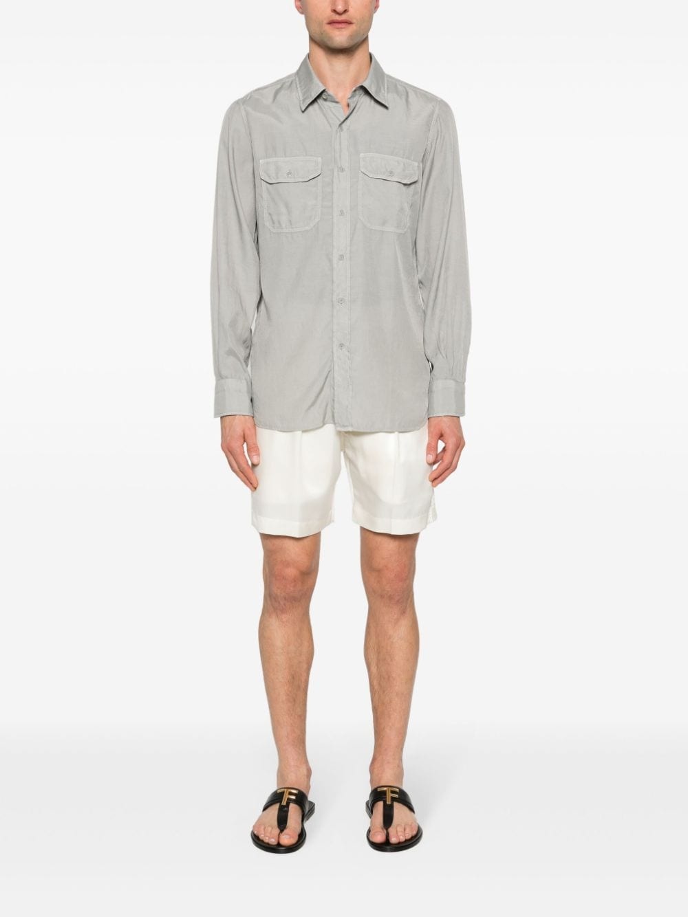 pleated silk shorts - 2