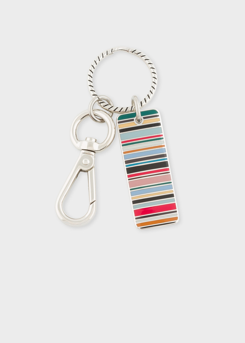 'Signature Stripe' Tag Metal Keyring 4