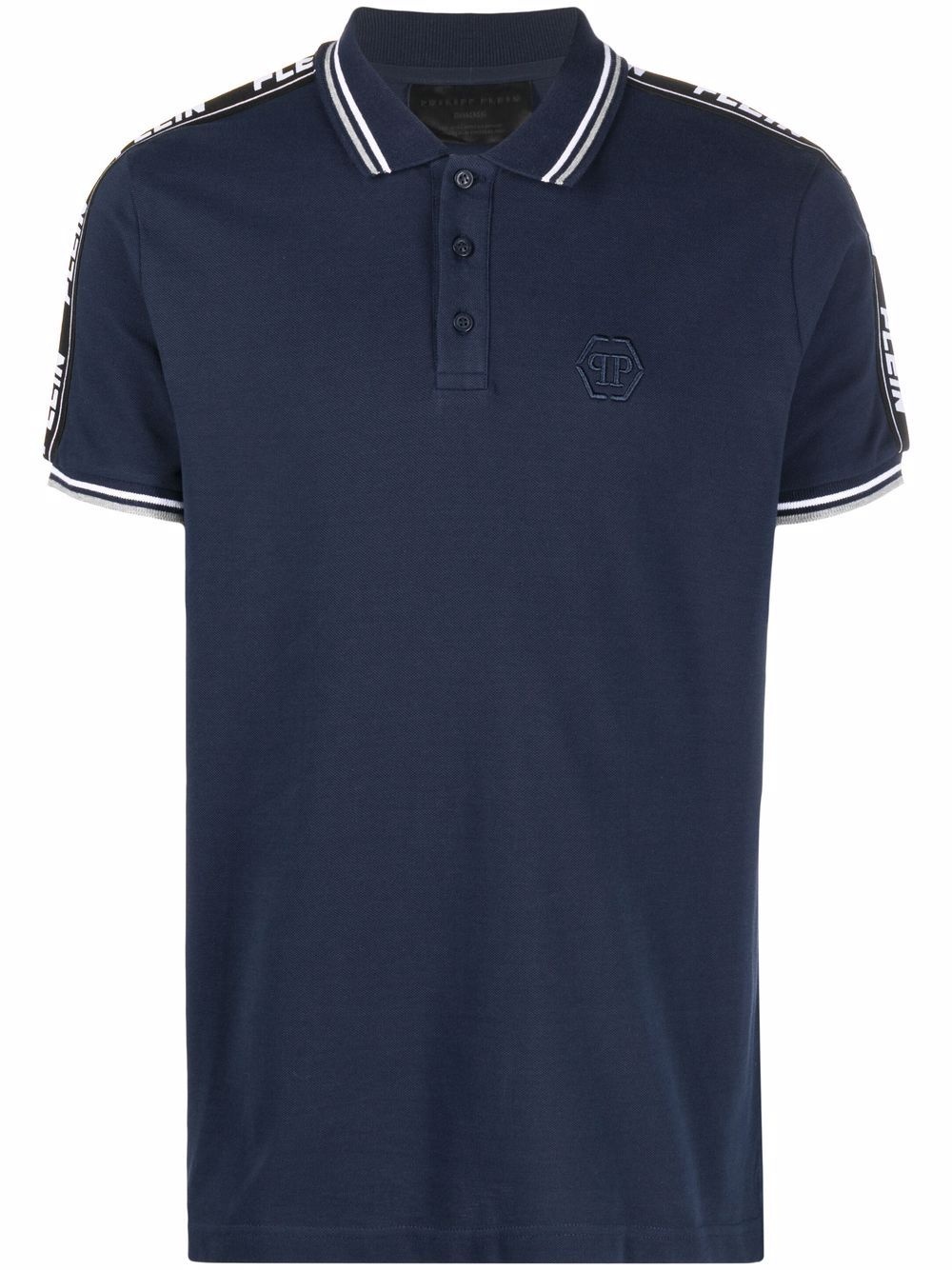 logo-tape detail polo shirt - 1