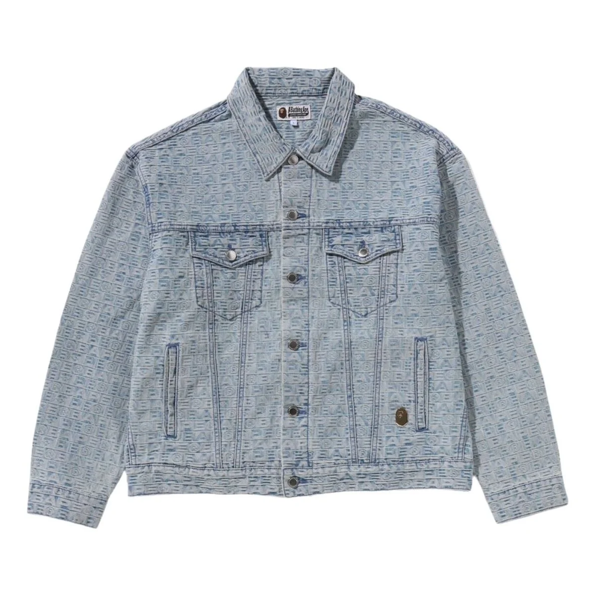 A Bathing Ape Lux Sport Pattern Jacquard 13OZ Denim Trucker Jacket 'Light Indigo' 1K80-140-312-LIGHT - 1