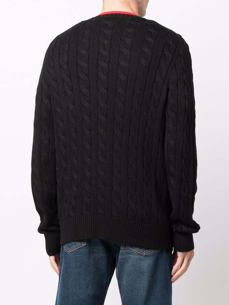 logo-embroidered cable-knit jumper 4