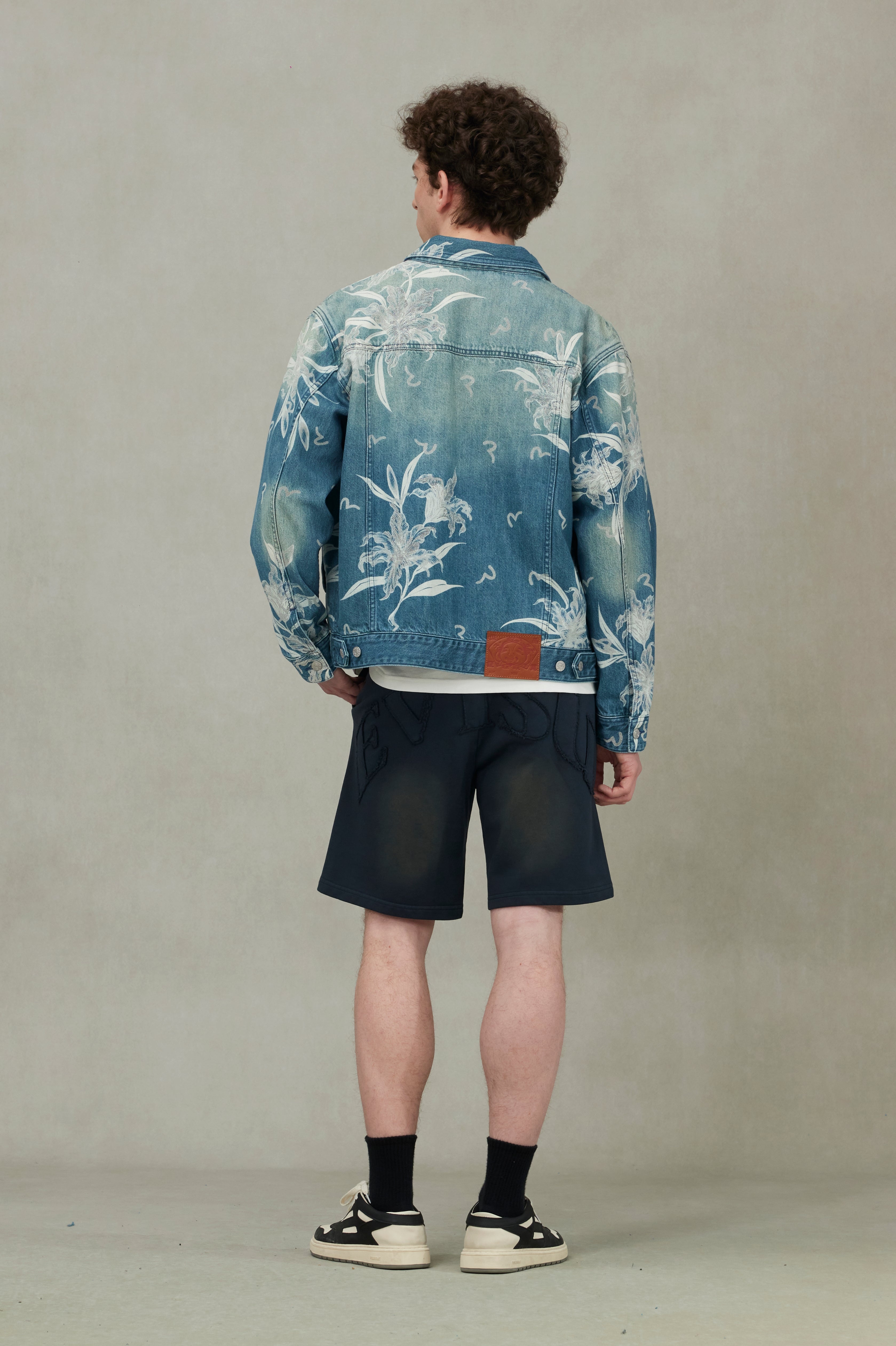 Floral and Seagull Embroidery Relax Fit Denim Jacket - 4