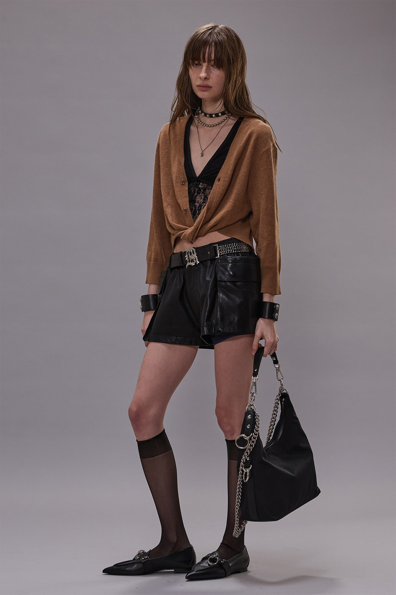 3/4 SLEEVE TWISTED FRONT CARDIGAN - 1