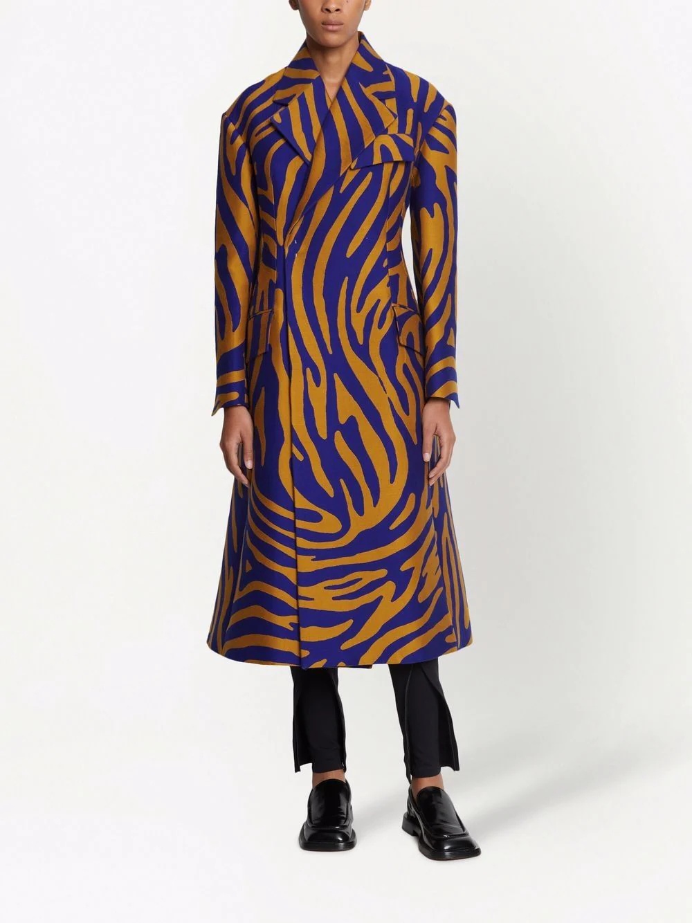 abstract-print double-breasted coat - 2
