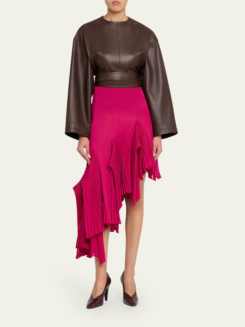 Alaïa Asymmetric Godet Ruffle Midi Skirt outlook