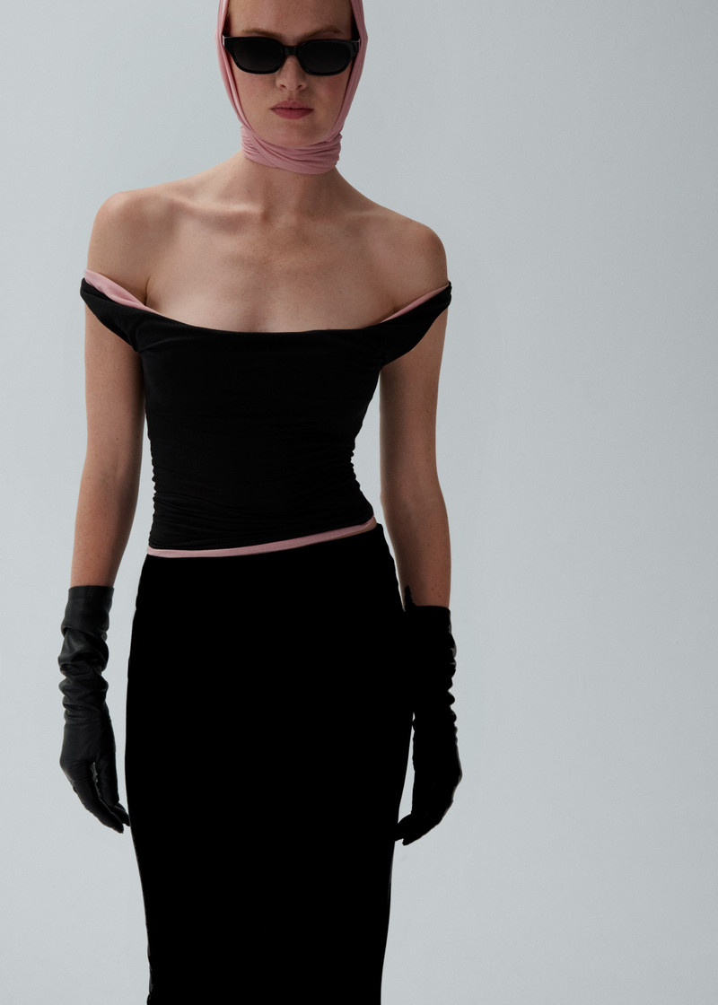 MAGDA BUTRYM Stretch silk maxi skirt in black outlook