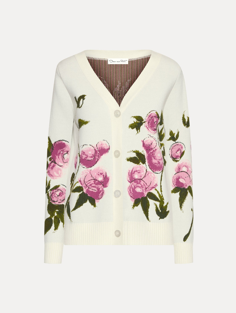 PAINTED ROSES JACQUARD CARDIGAN 1