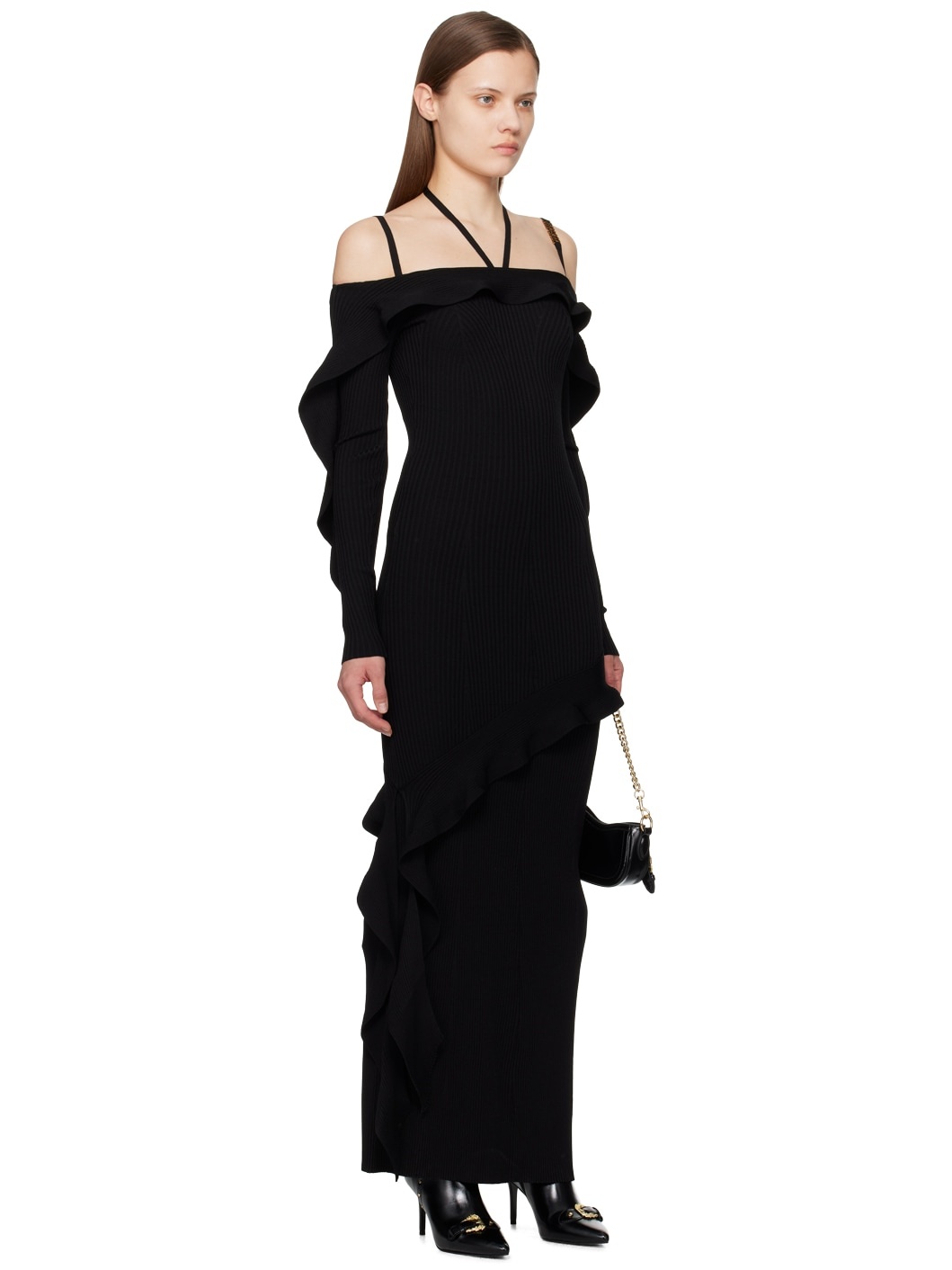 Black Ruffled Maxi Dress - 2