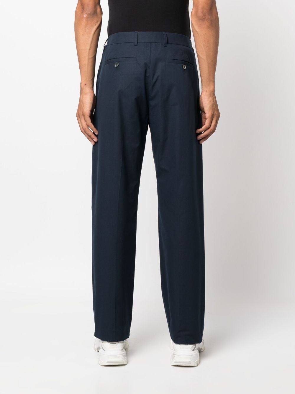 drawstring-waist cotton trousers - 4