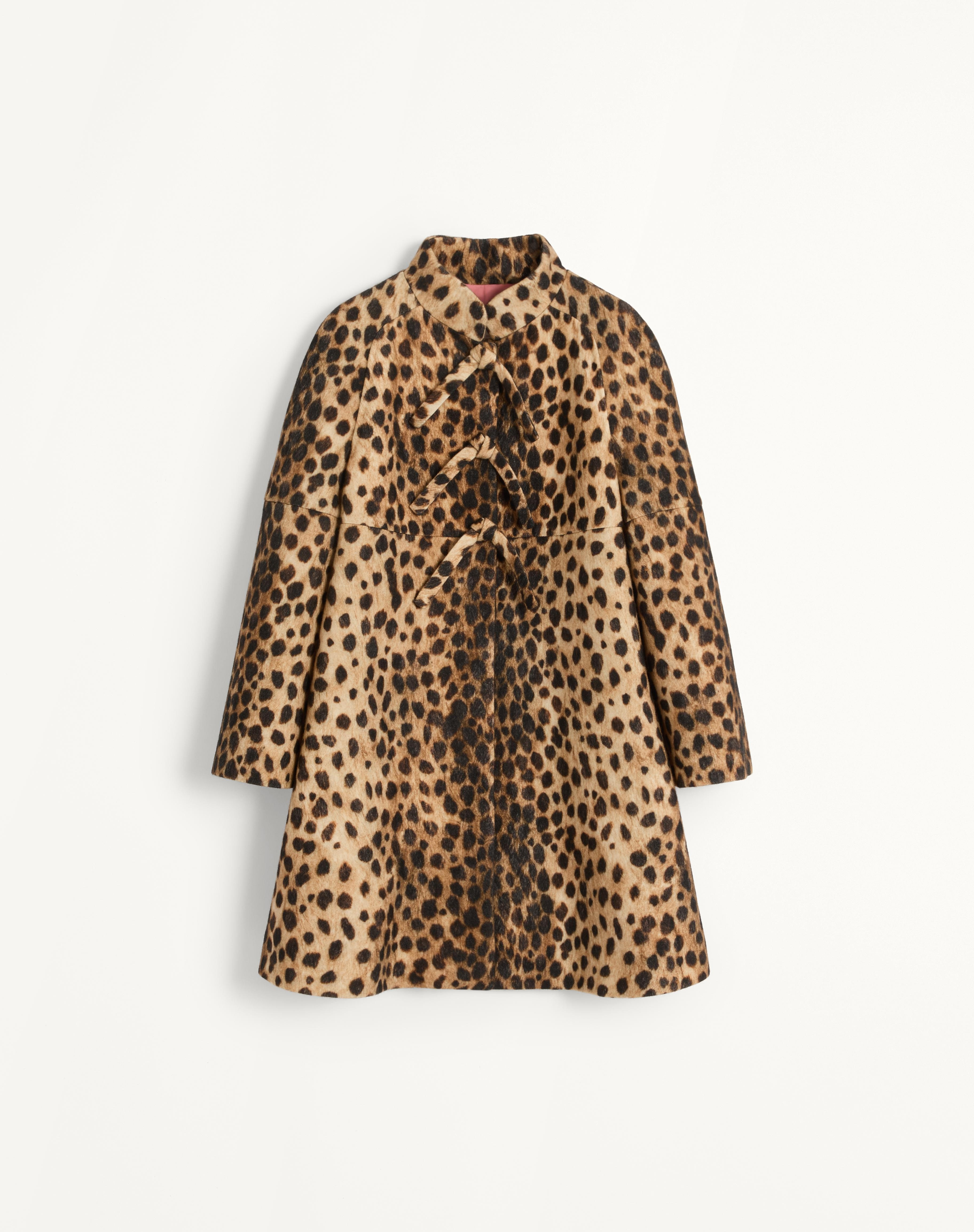 JAGUAR SPOTS PRINTED WOOL CLOTH COAT - 1