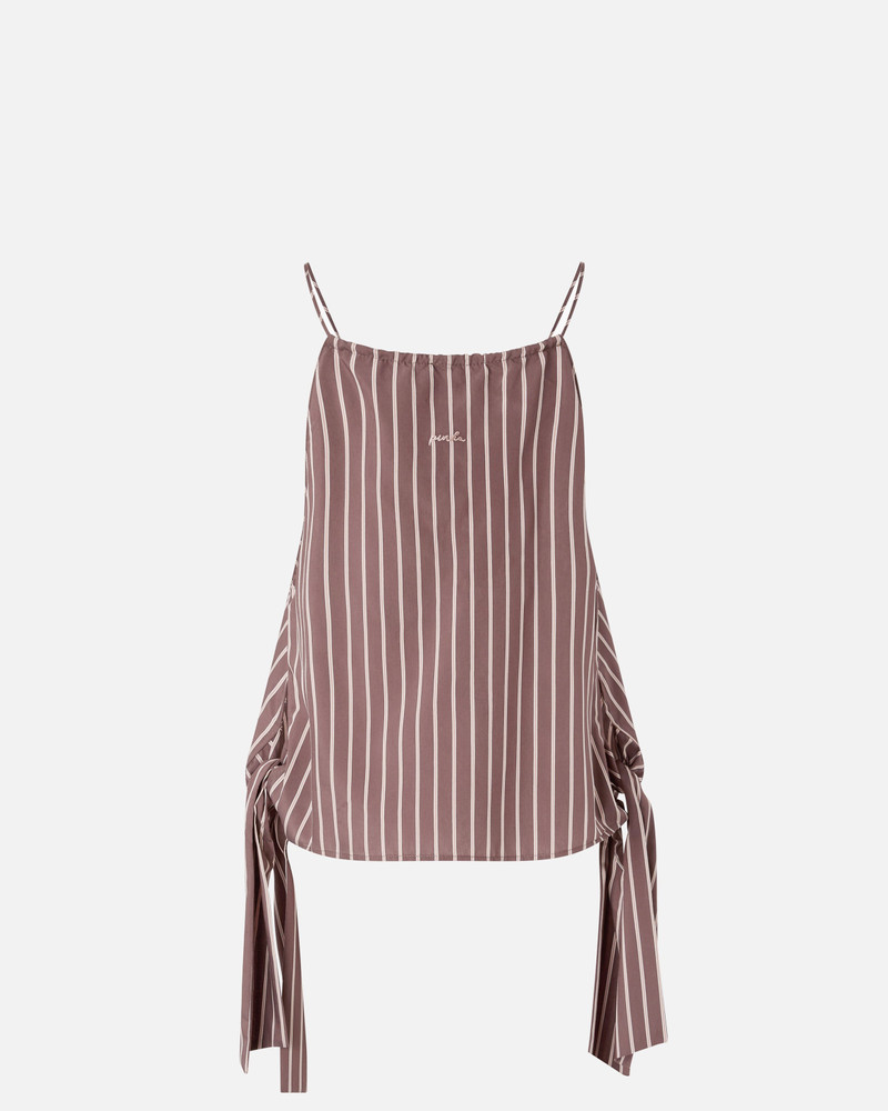 PINKO STRIPED TOP WITH THIN SHOULDER STRAPS AND BOWS outlook