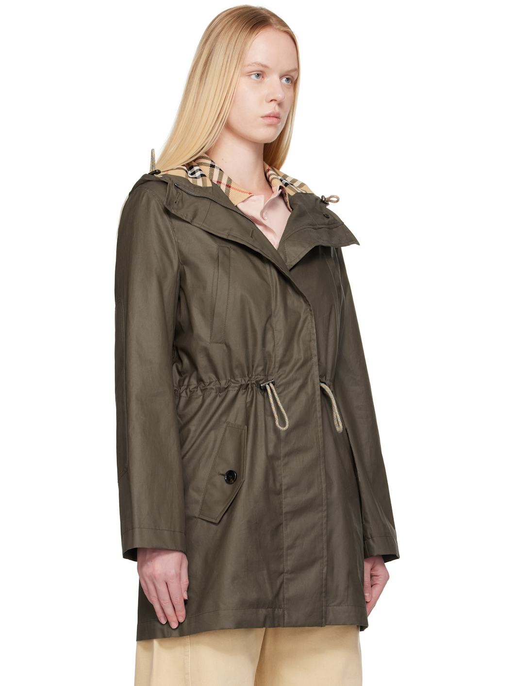 Khaki Coated Gabardine Parka - 2