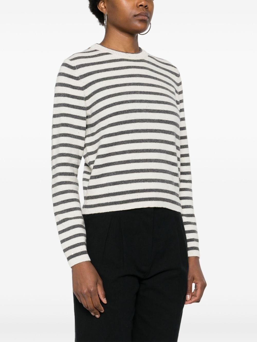 striped sequin-embellished jumper - 3