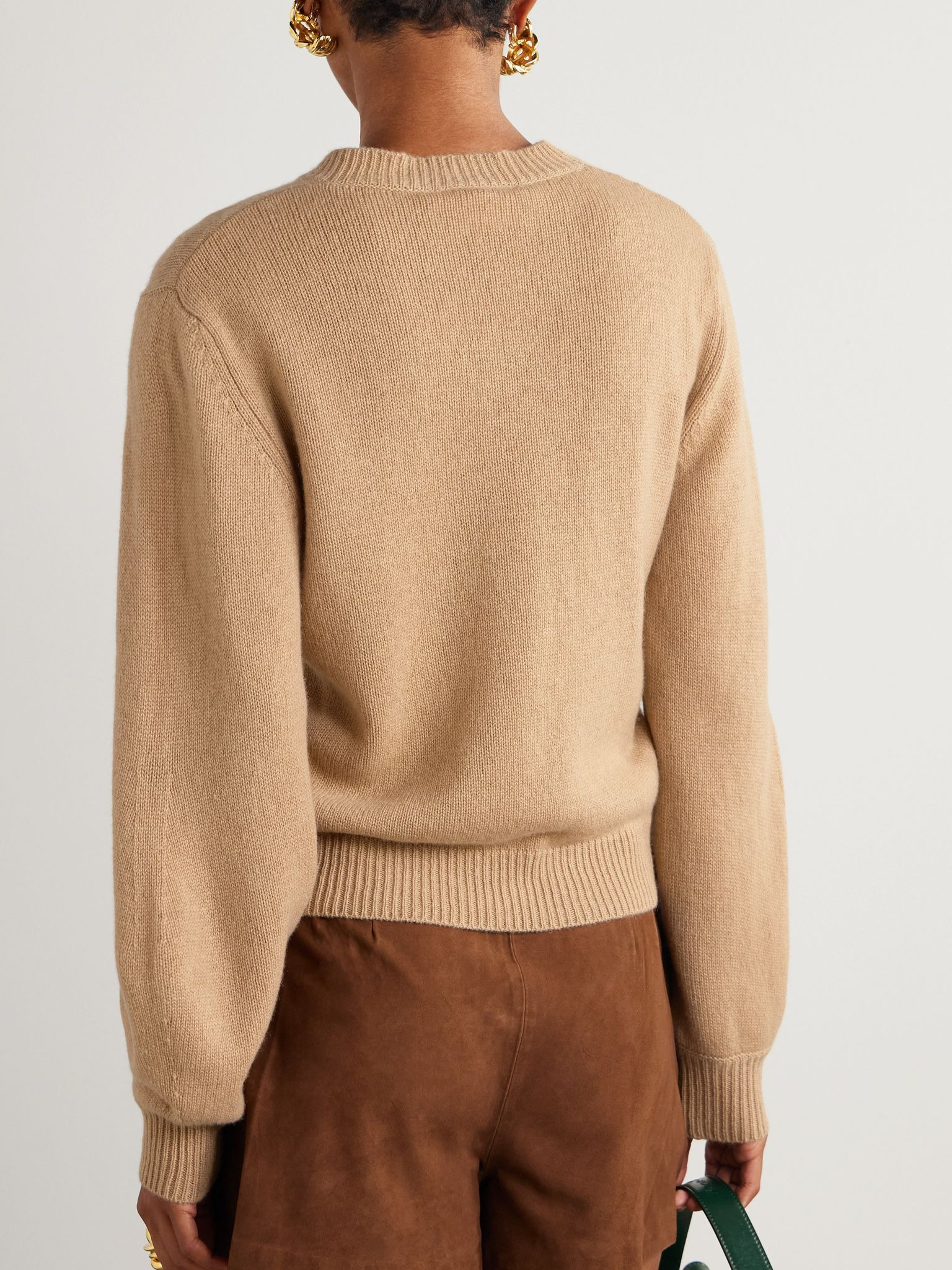 Appliquéd cashmere sweater Tan - 3