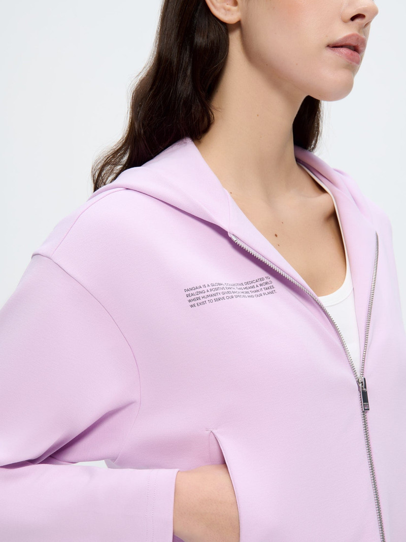Womens Double Jersey Cropped Zip Up Hoodie - Crocus Purple 4