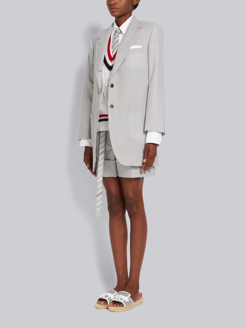 Grey And White Vitello Calf Leather Tassel Espadrille Loafer Sandal 6