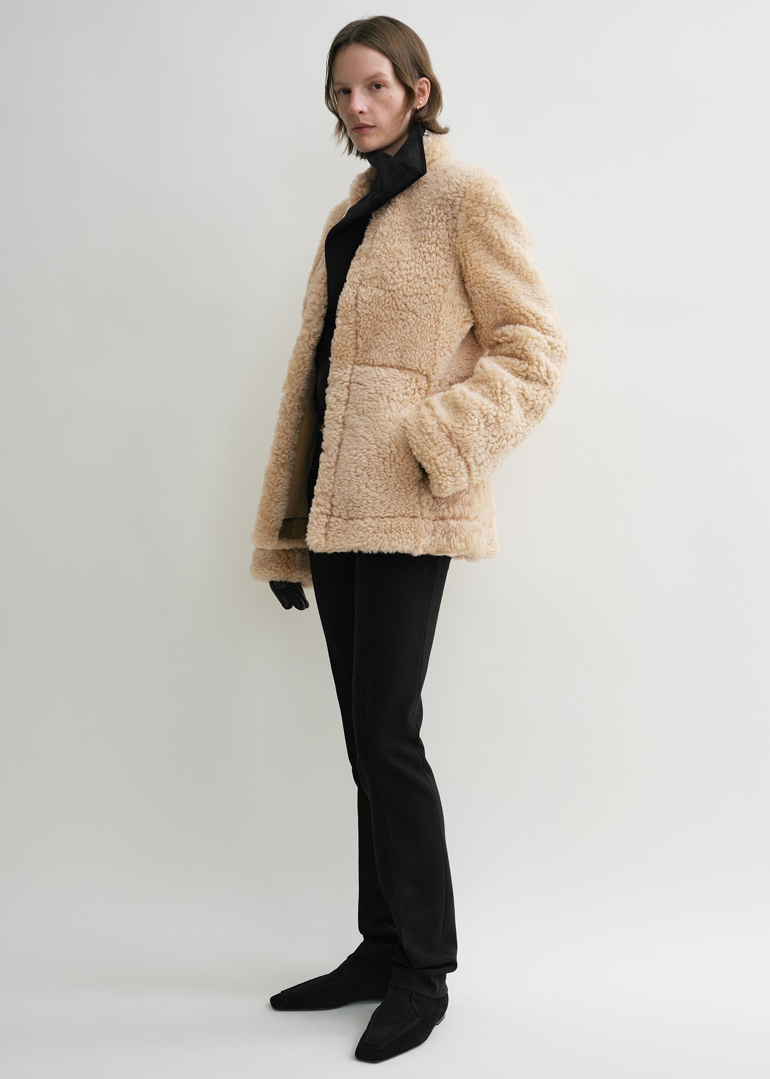 Cinched shearling jacket butter - 3