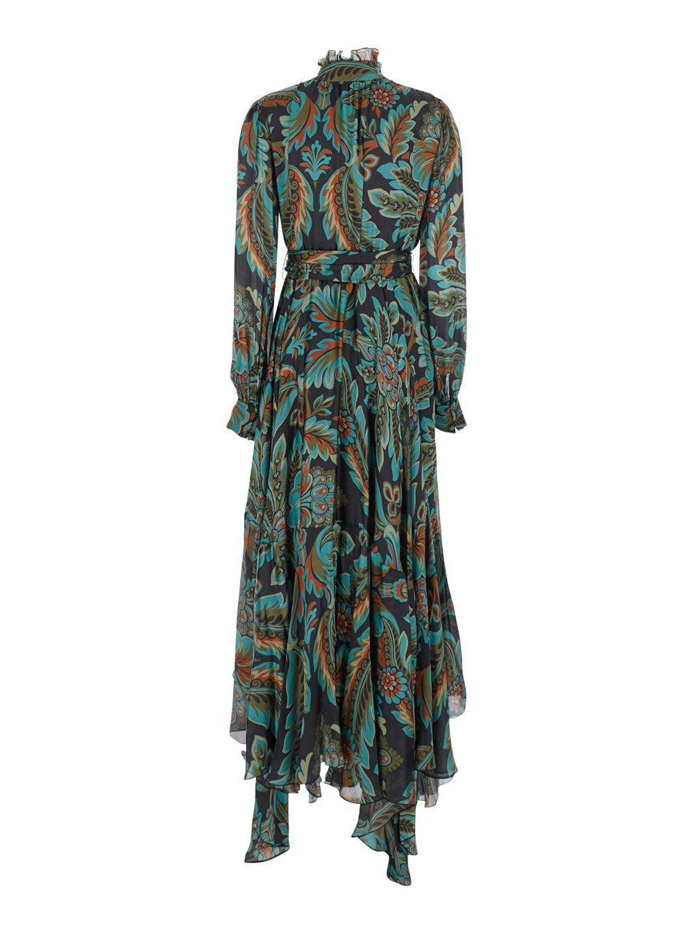 Etro Women Multicolor Long Dress With Self-Tie Belt And All-Over Floral Print In Silk Woman - 2