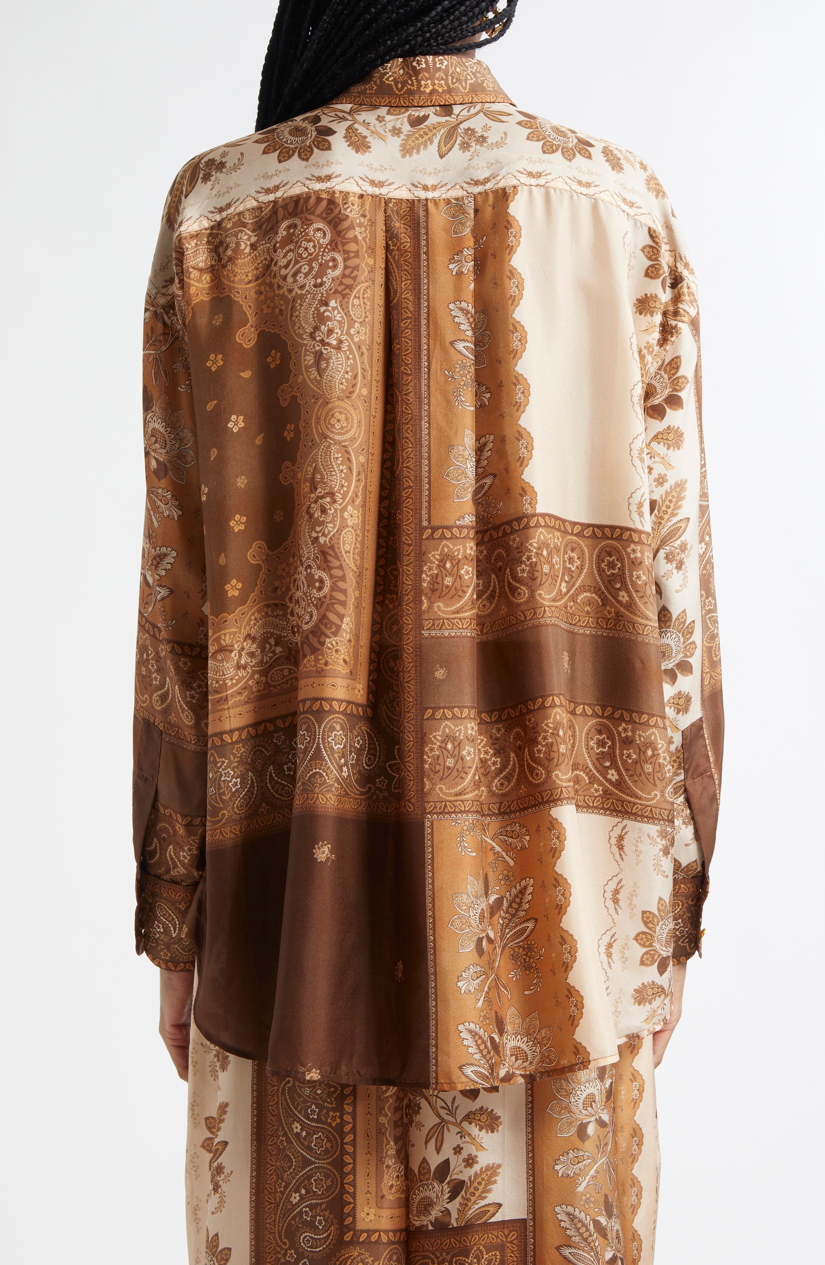 Zimmermann Lucky Oversize Silk Button-Up Shirt in Chocolate Bandana at Nordstrom - 2