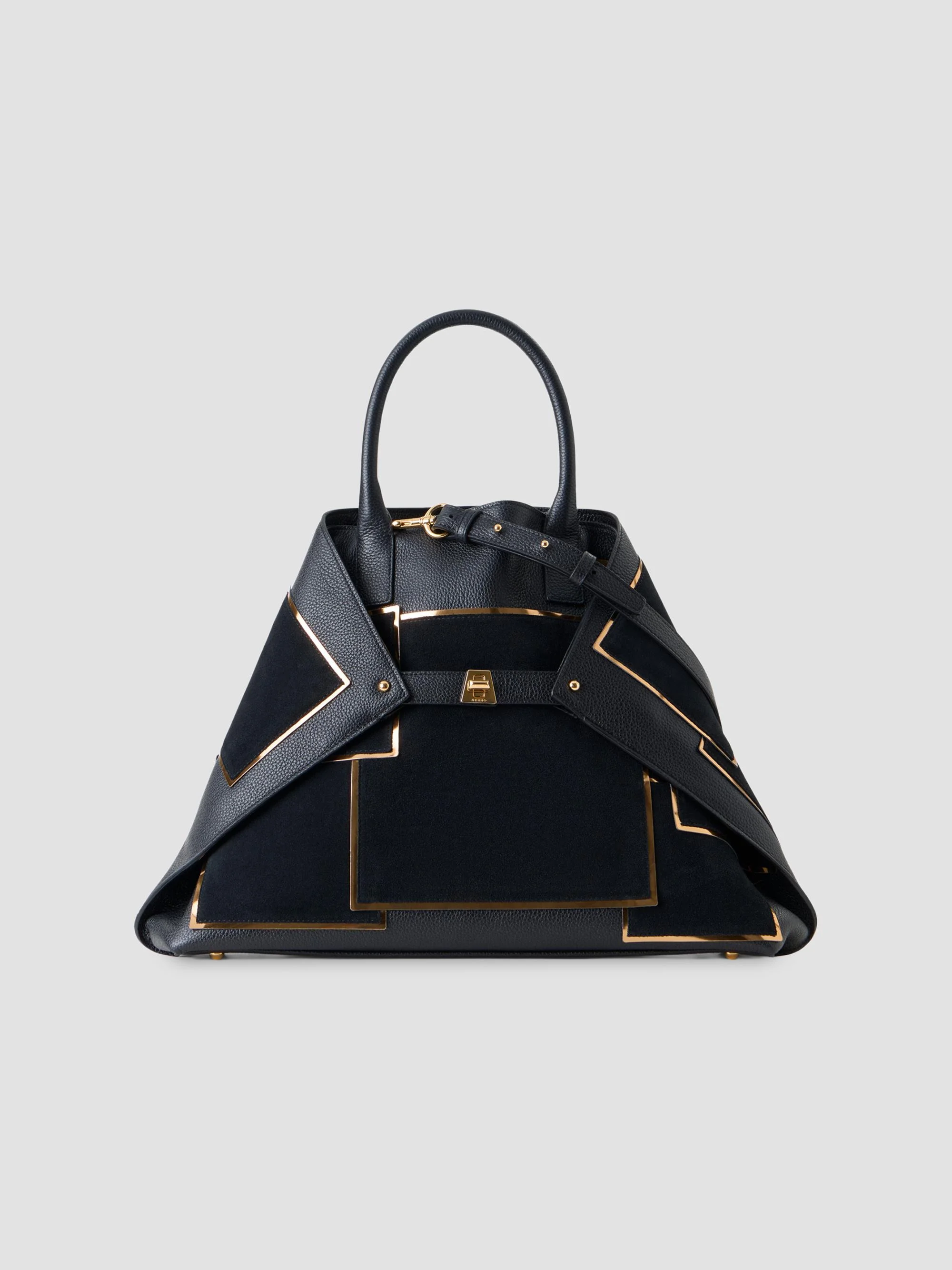 Women's Ai Medium Metallic Patchwork Leather Top-Handle Bag - Gold Black - 1