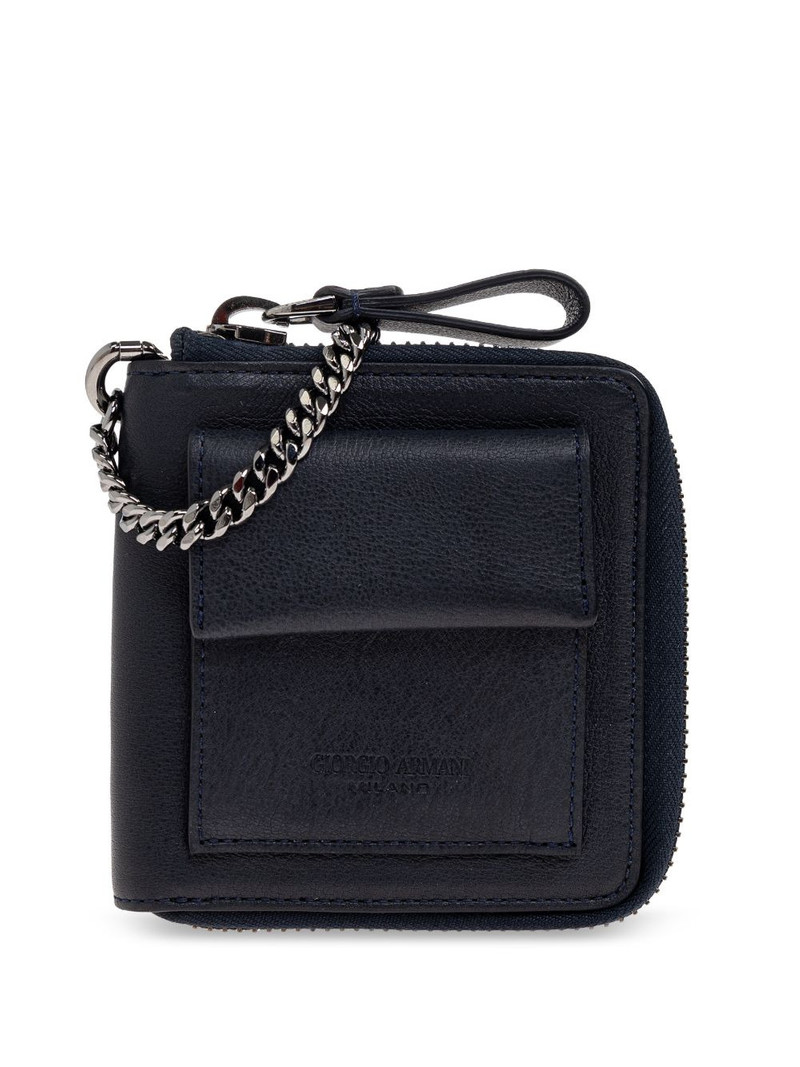 chain zip leather wallet 1