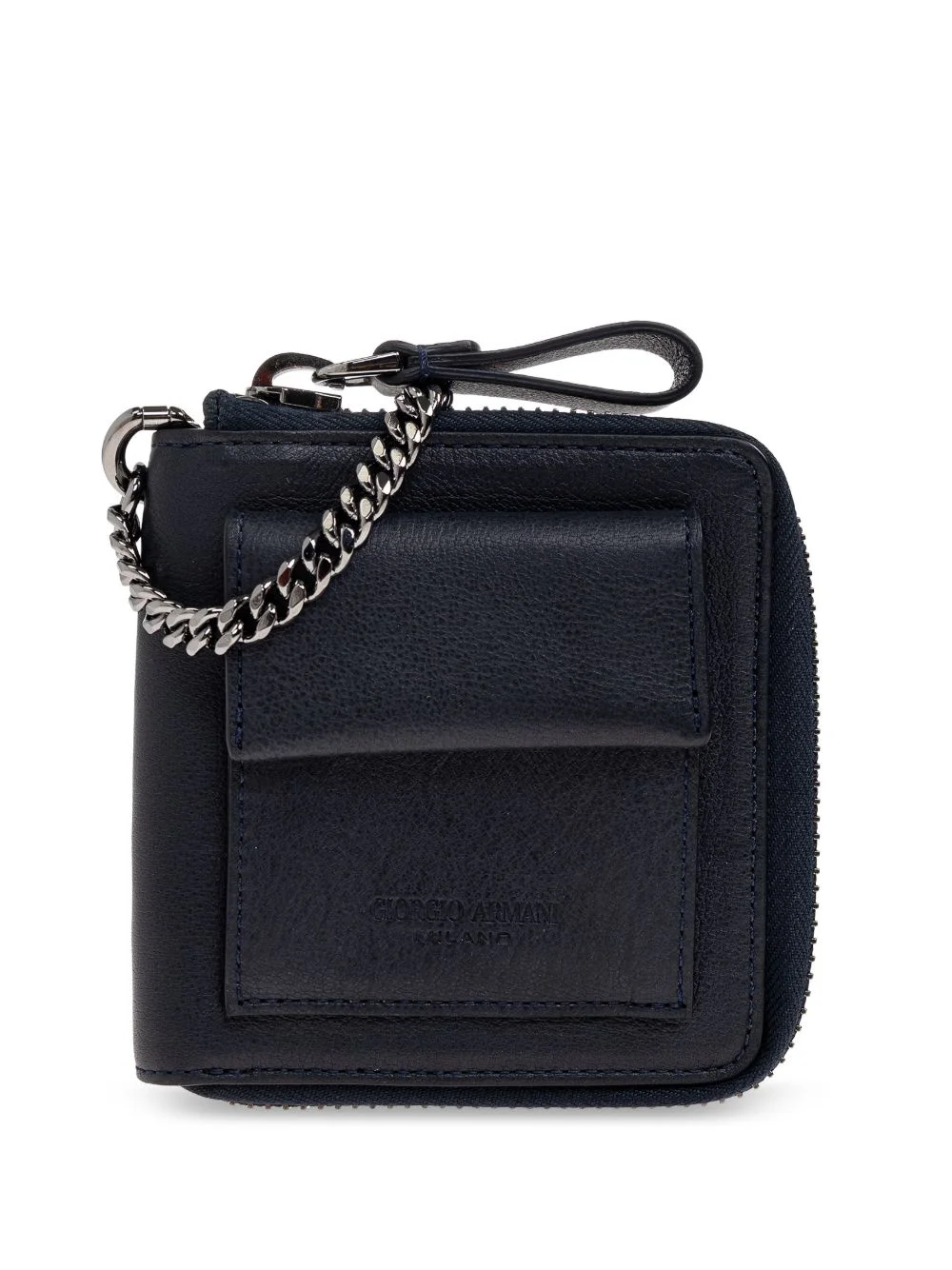 chain zip leather wallet - 1