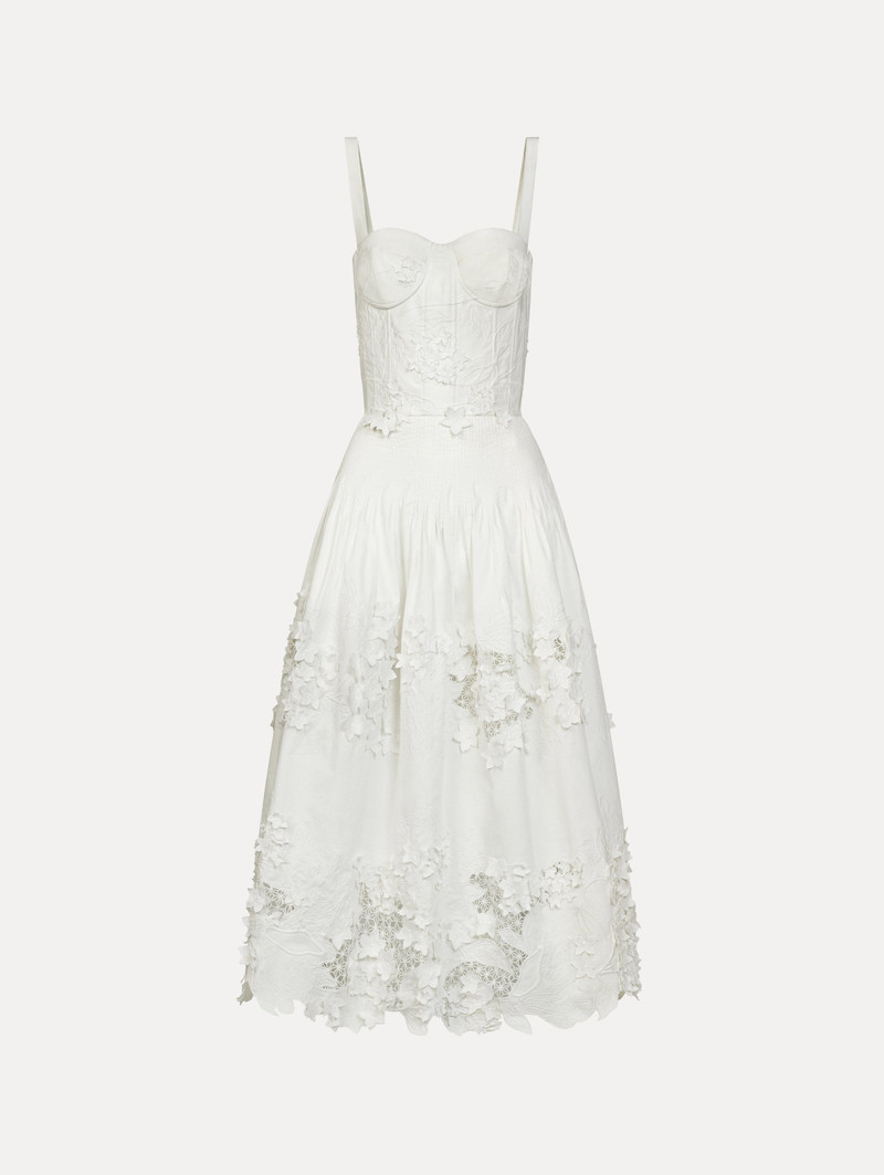 PORCELAIN FLOWER GUIPURE BUSTIER DRESS 1