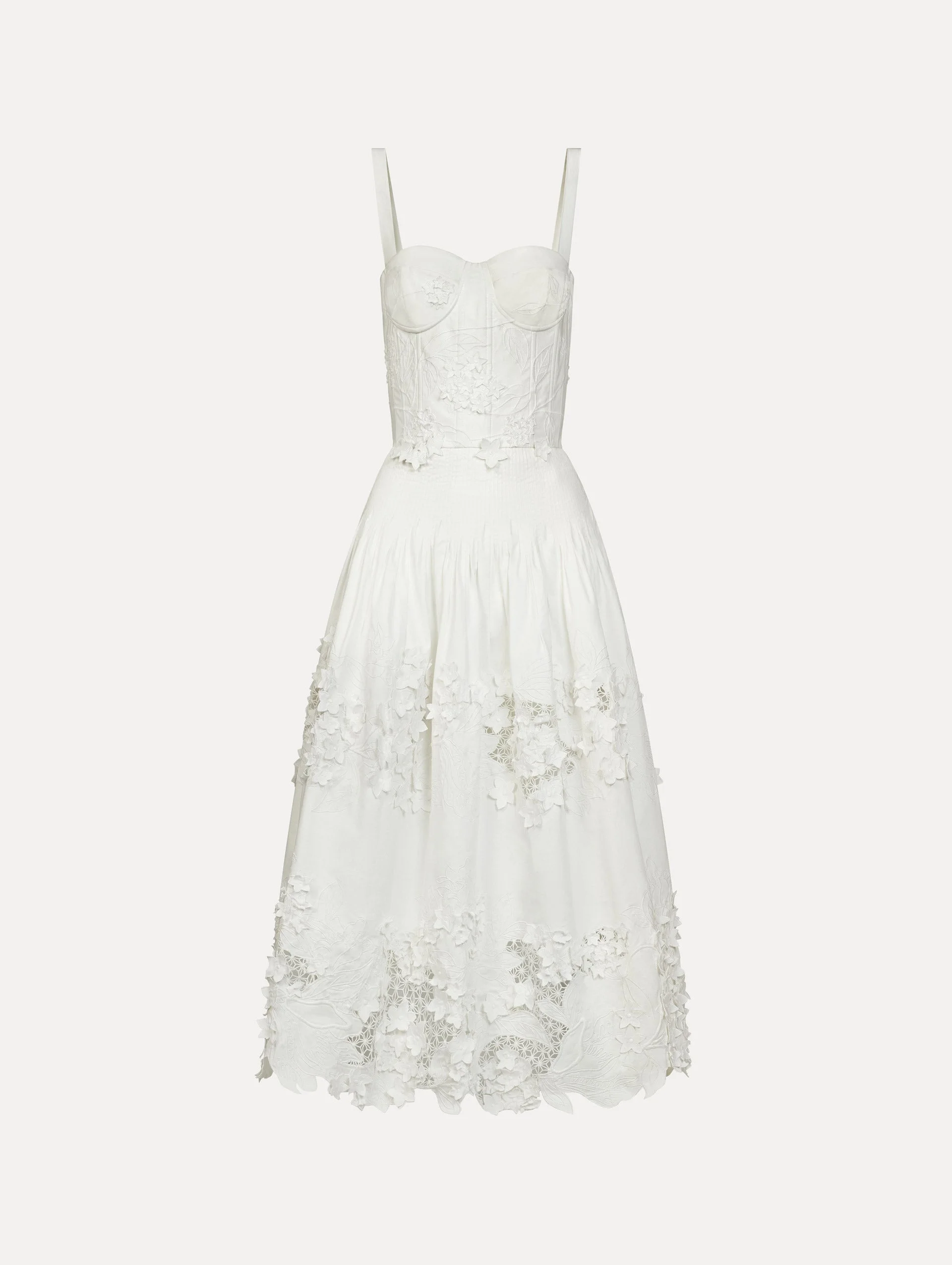 PORCELAIN FLOWER GUIPURE BUSTIER DRESS - 1