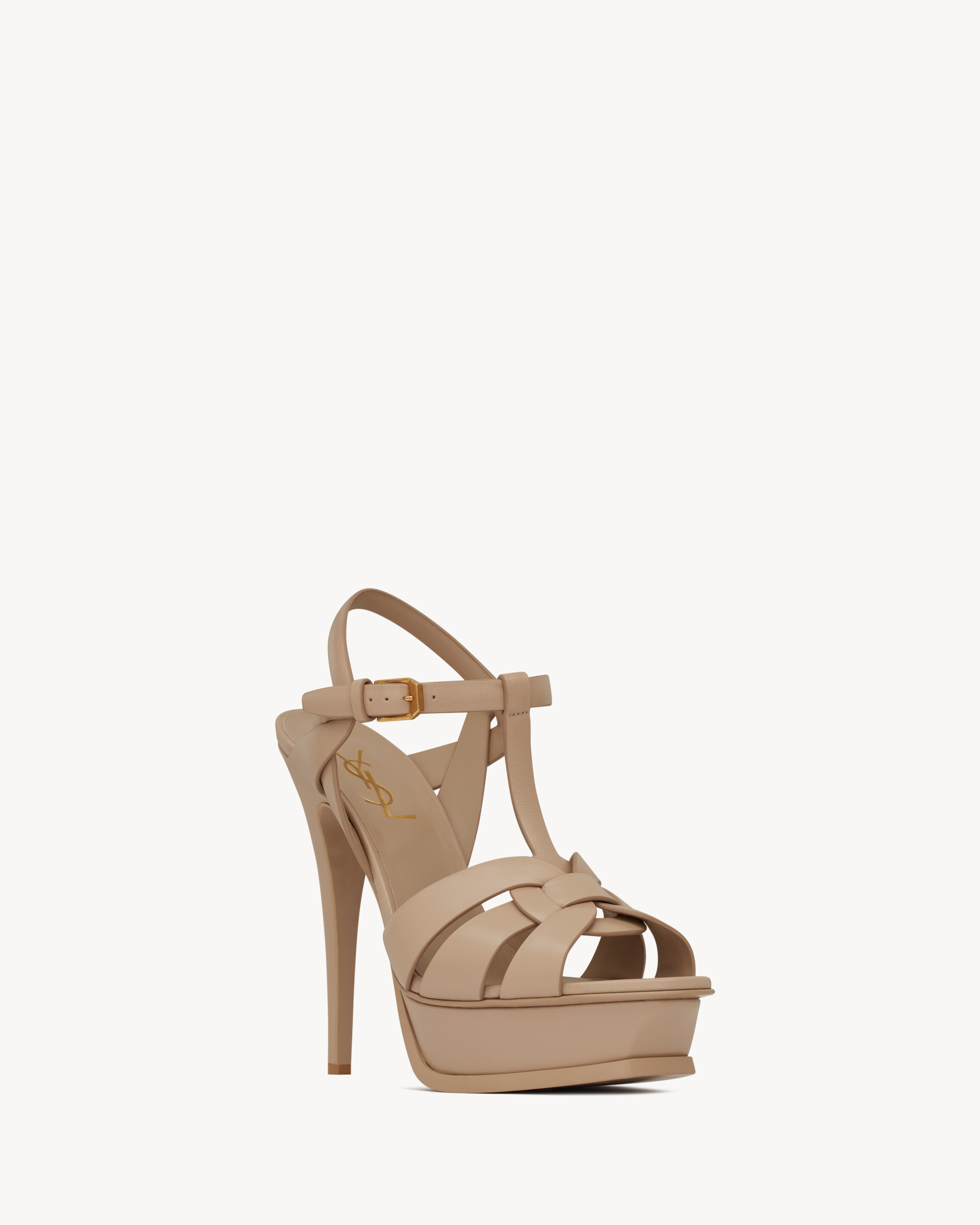 tribute platform sandals in smooth leather - 3