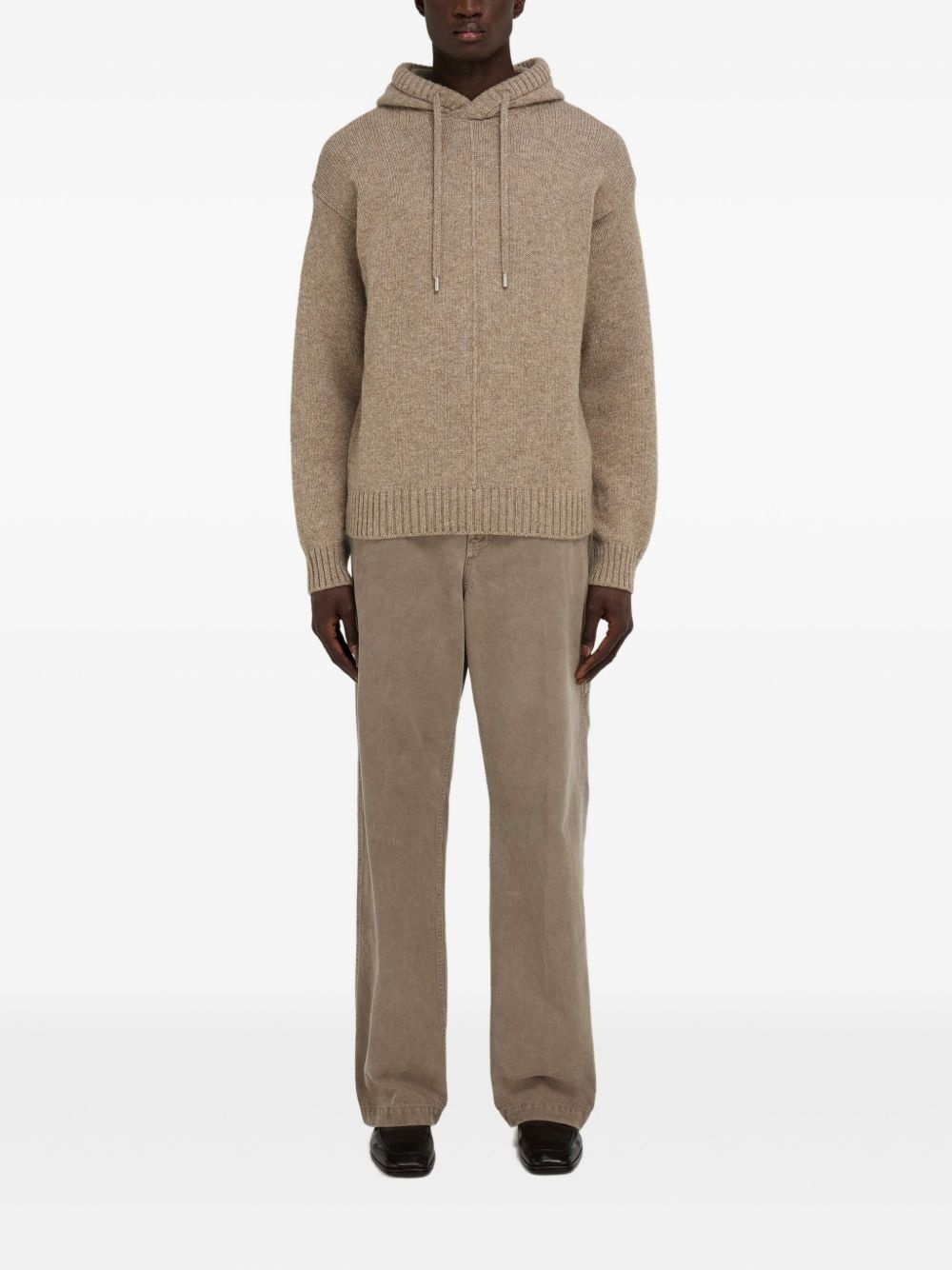 virgin-wool knitted hoodie - 2