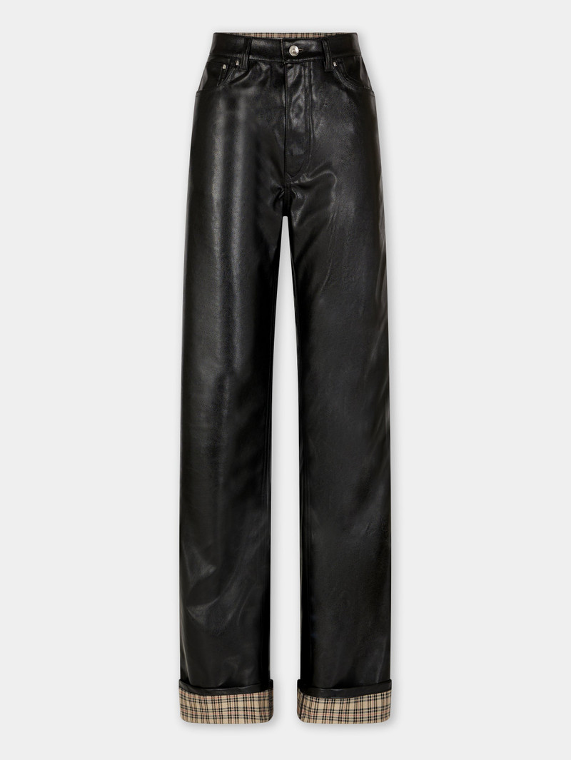 BLACK FLARED TROUSERS IN IMITATION LEATHER - 1