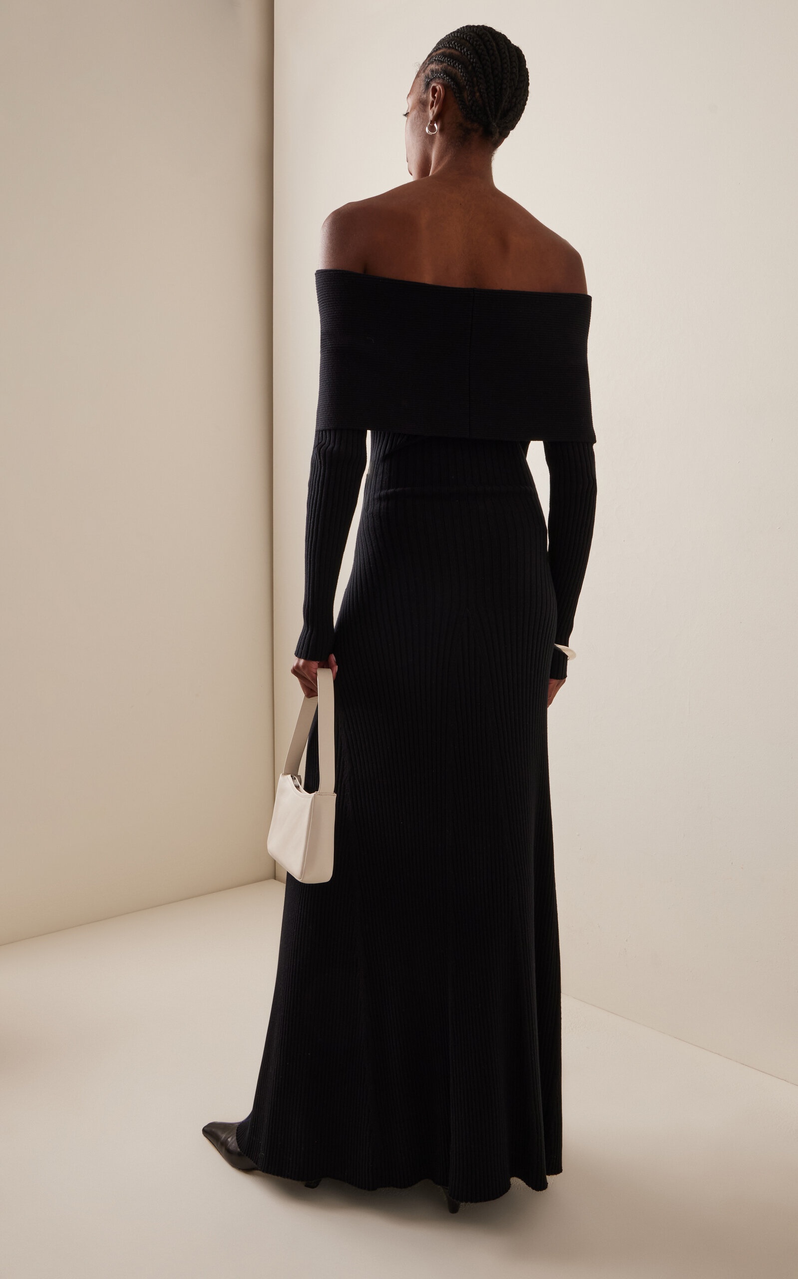 Phoebe Off-The-Shoulder Knit-Cotton Maxi Dress black - 4