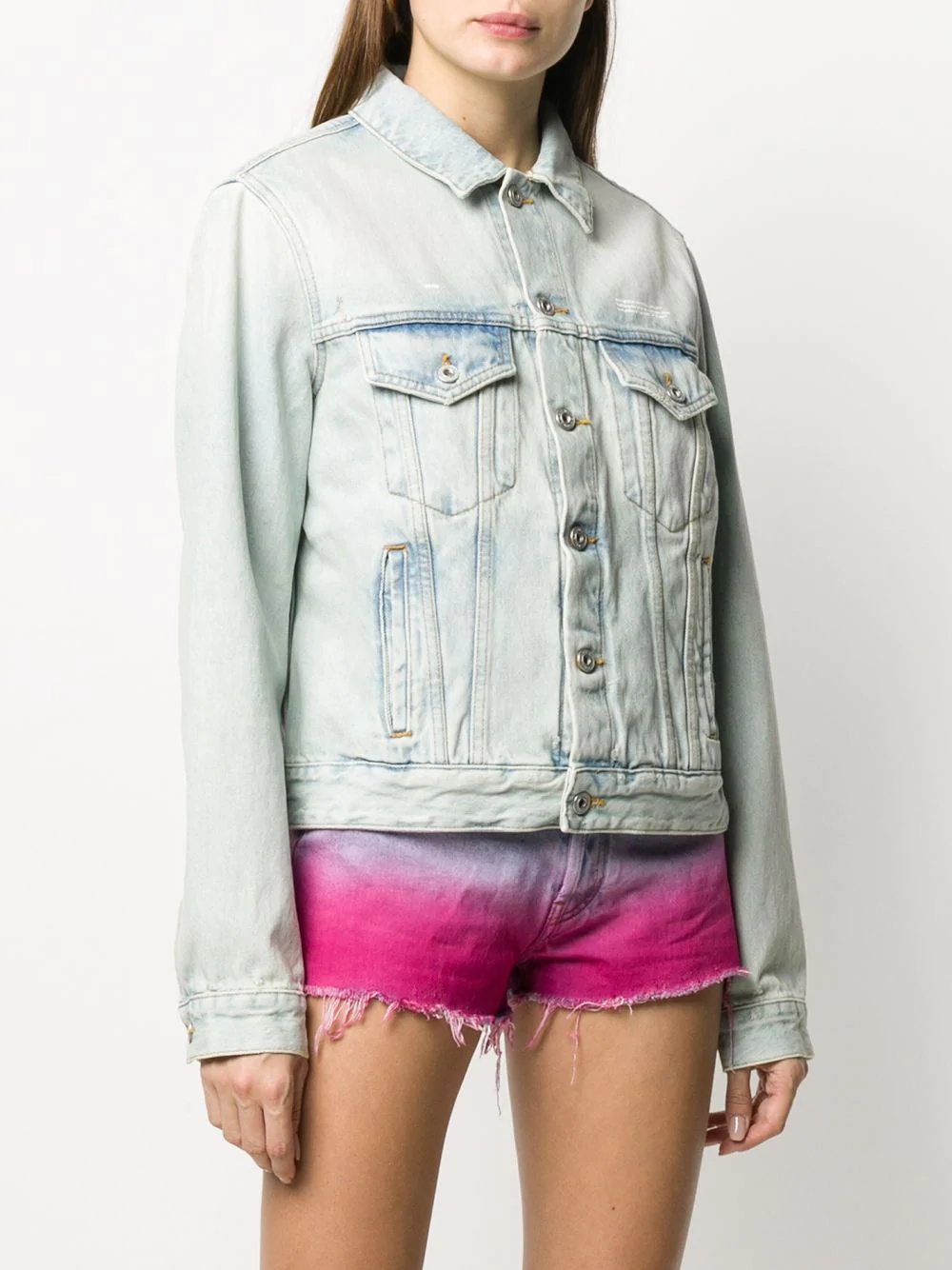 bleached boxy denim jacket - 3