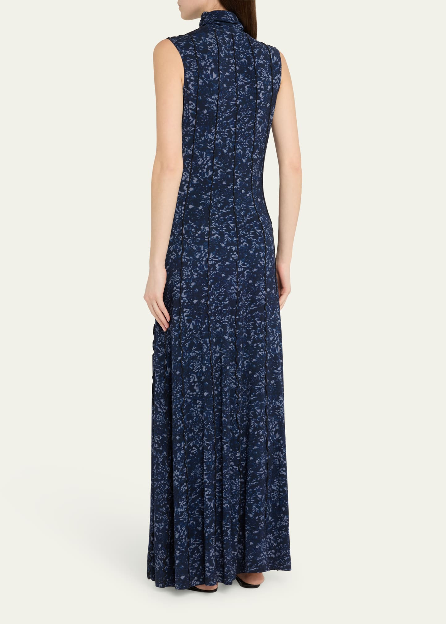 Valentina Printed Jersey Turtleneck Maxi Dress - 3