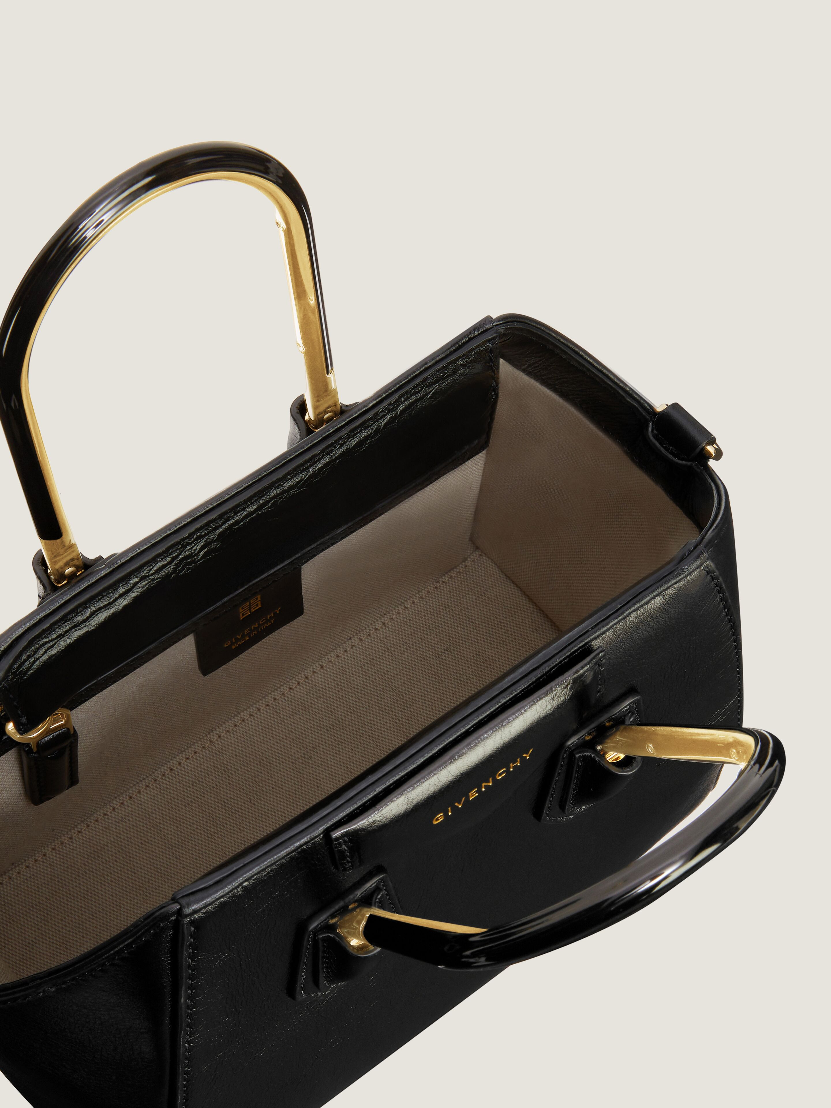 MINI ANTIGONA BAG IN LEATHER WITH METAL HANDLES - 4