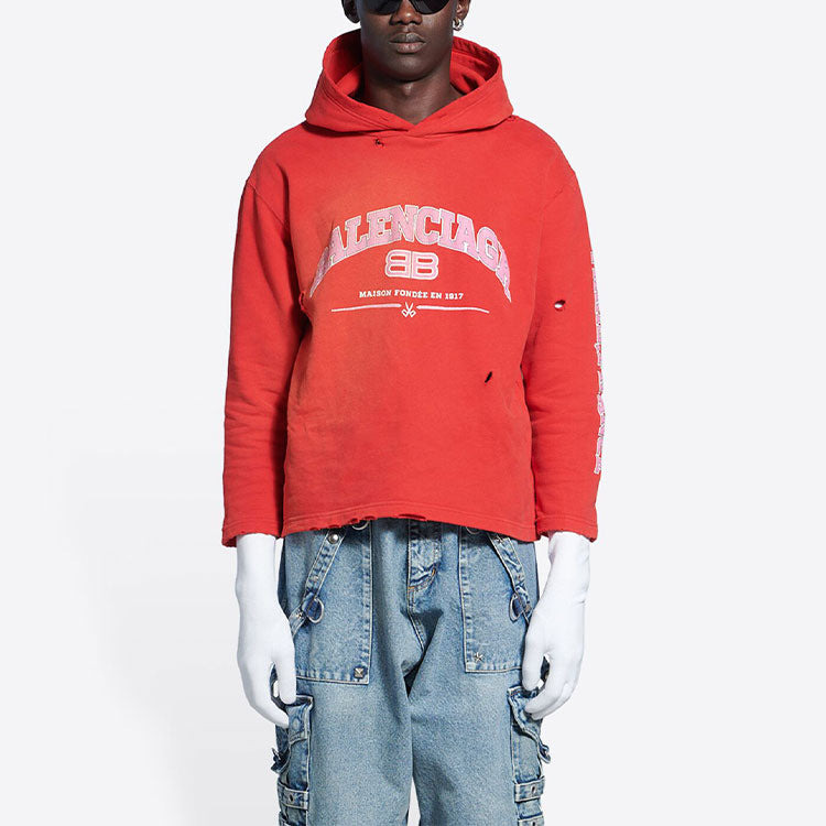 Balenciaga Maison Balenciaga Cropped Hoodie 'Cardi Red' 670946-TLVJ3-6441 - 3