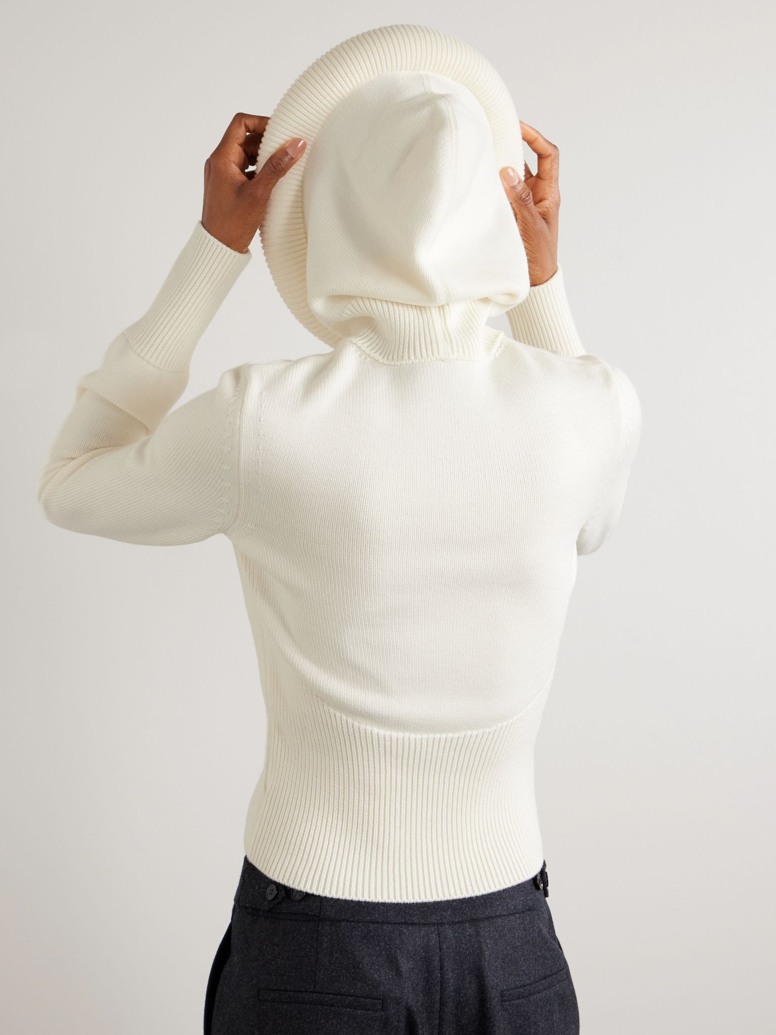 Wool hooded sweater White - 5