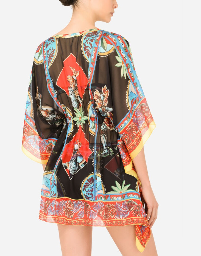Short Carretto-print chiffon caftan 4