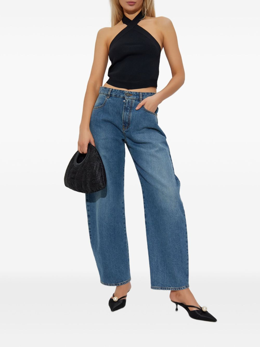 cross-neck ribbed top - 2