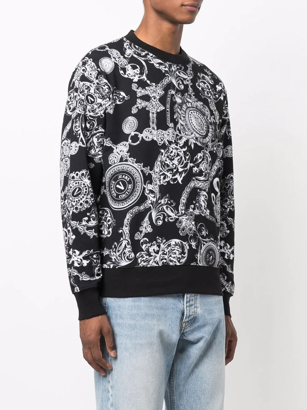 baroque-print crew neck sweatshirt - 3