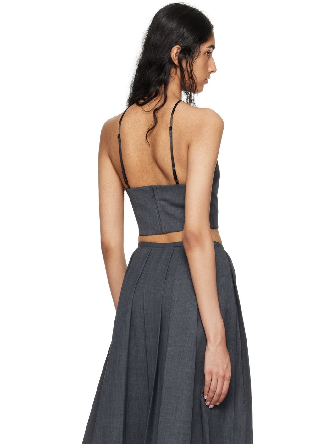 Gray Ruffled Pleat Top - 3