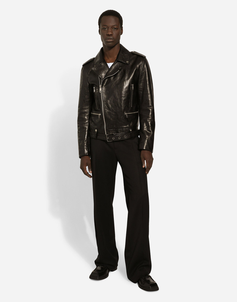 Dolce & Gabbana Belted leather biker jacket outlook