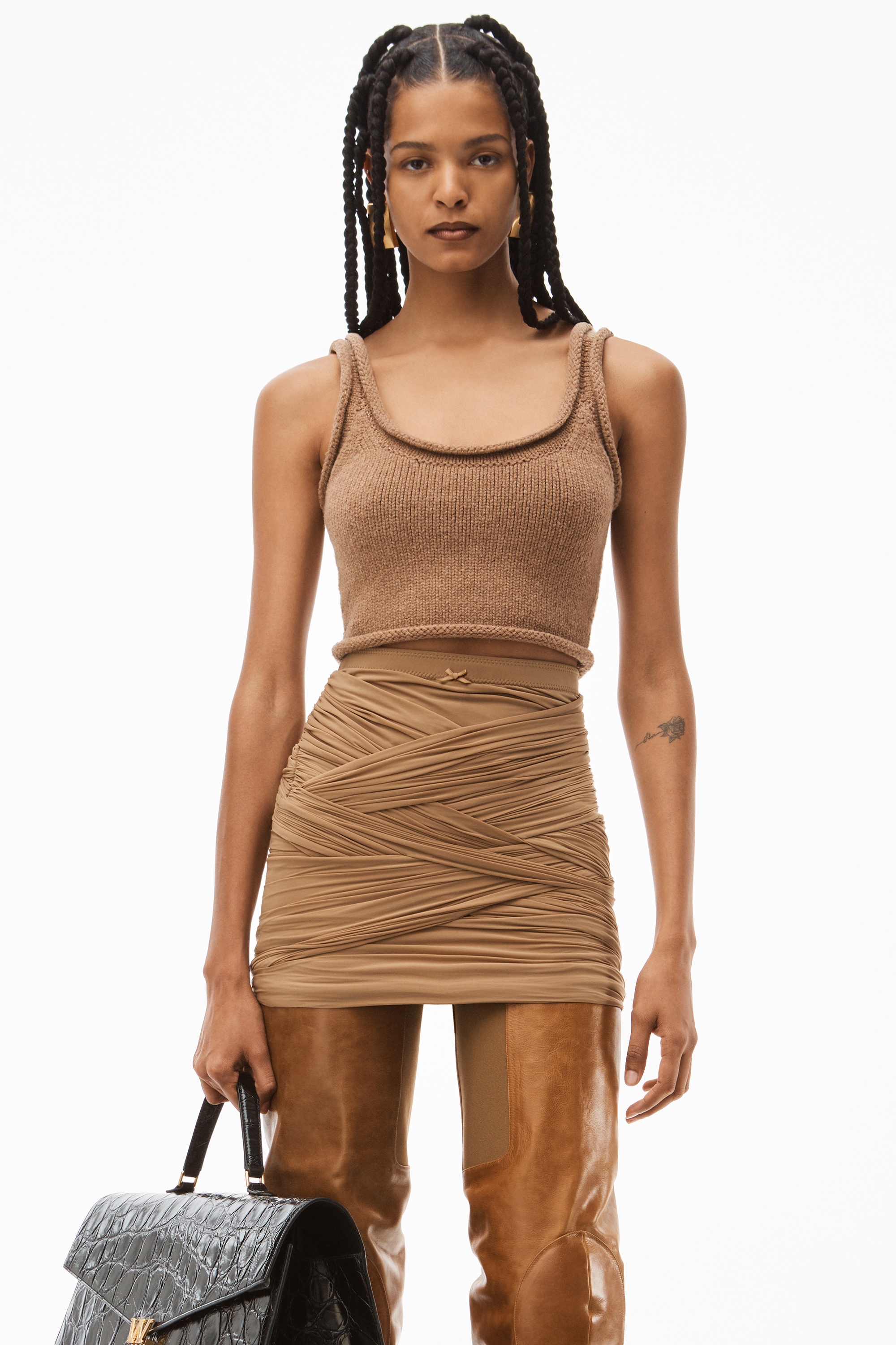RUCHED MINI SKIRT IN HOSIERY JERSEY - 4