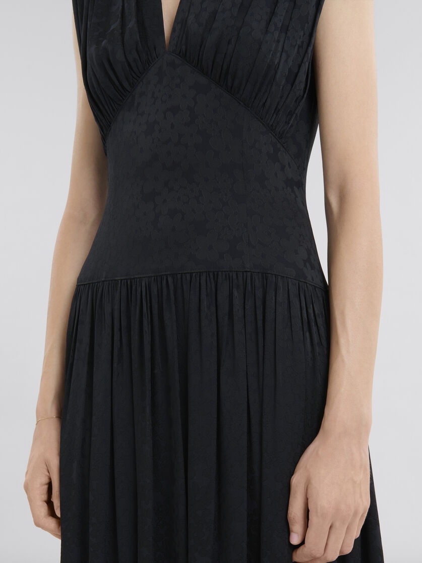 BLACK SILK JACQUARD MIDI DRESS - 5