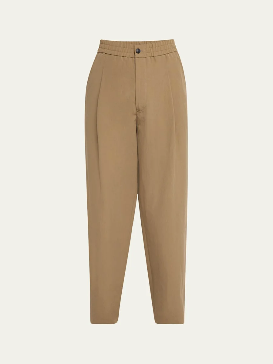Men's Pleated Linen-Cotton Trousers - 1