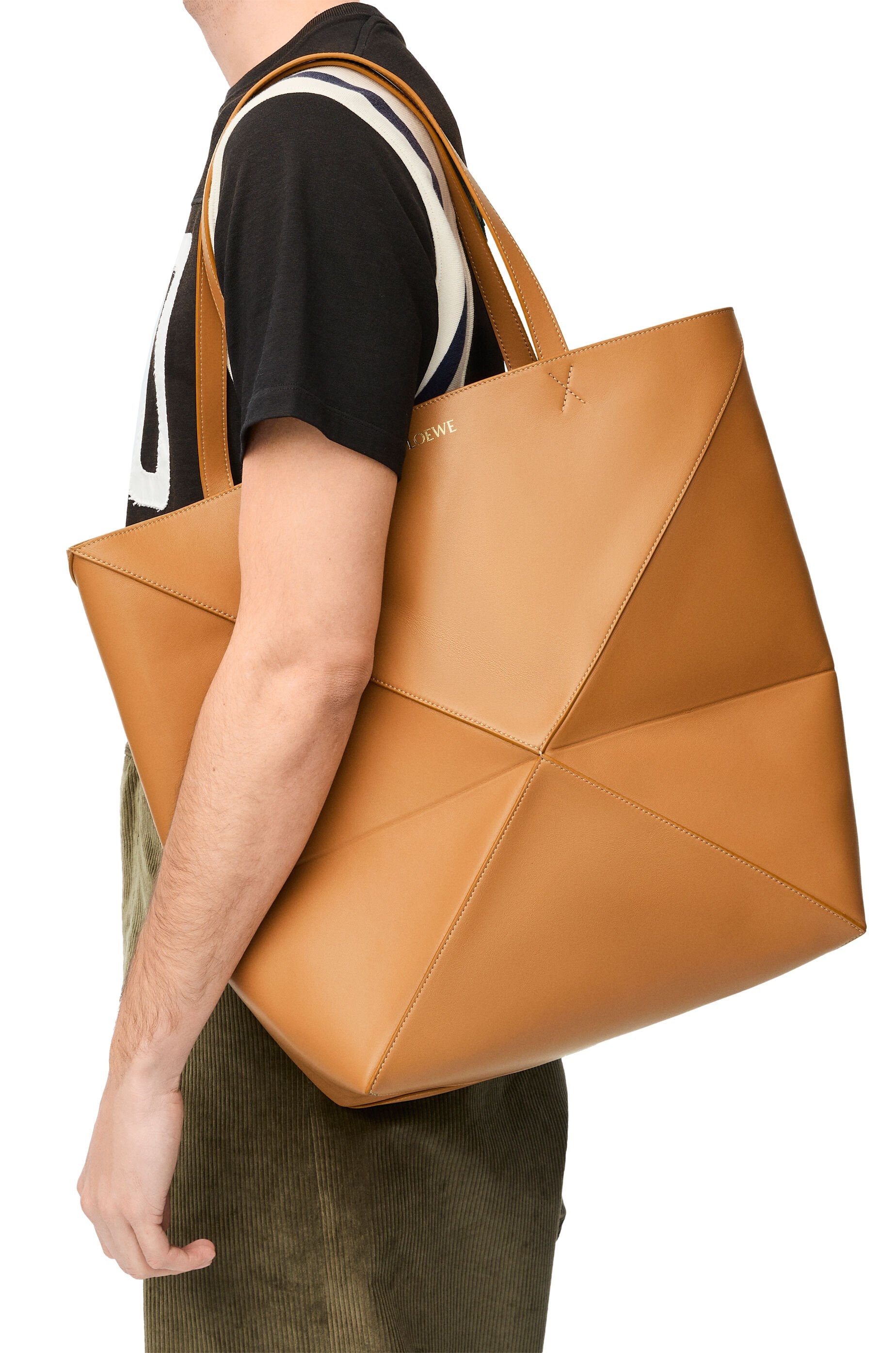 XL Puzzle Fold Tote in shiny calfskin - 2