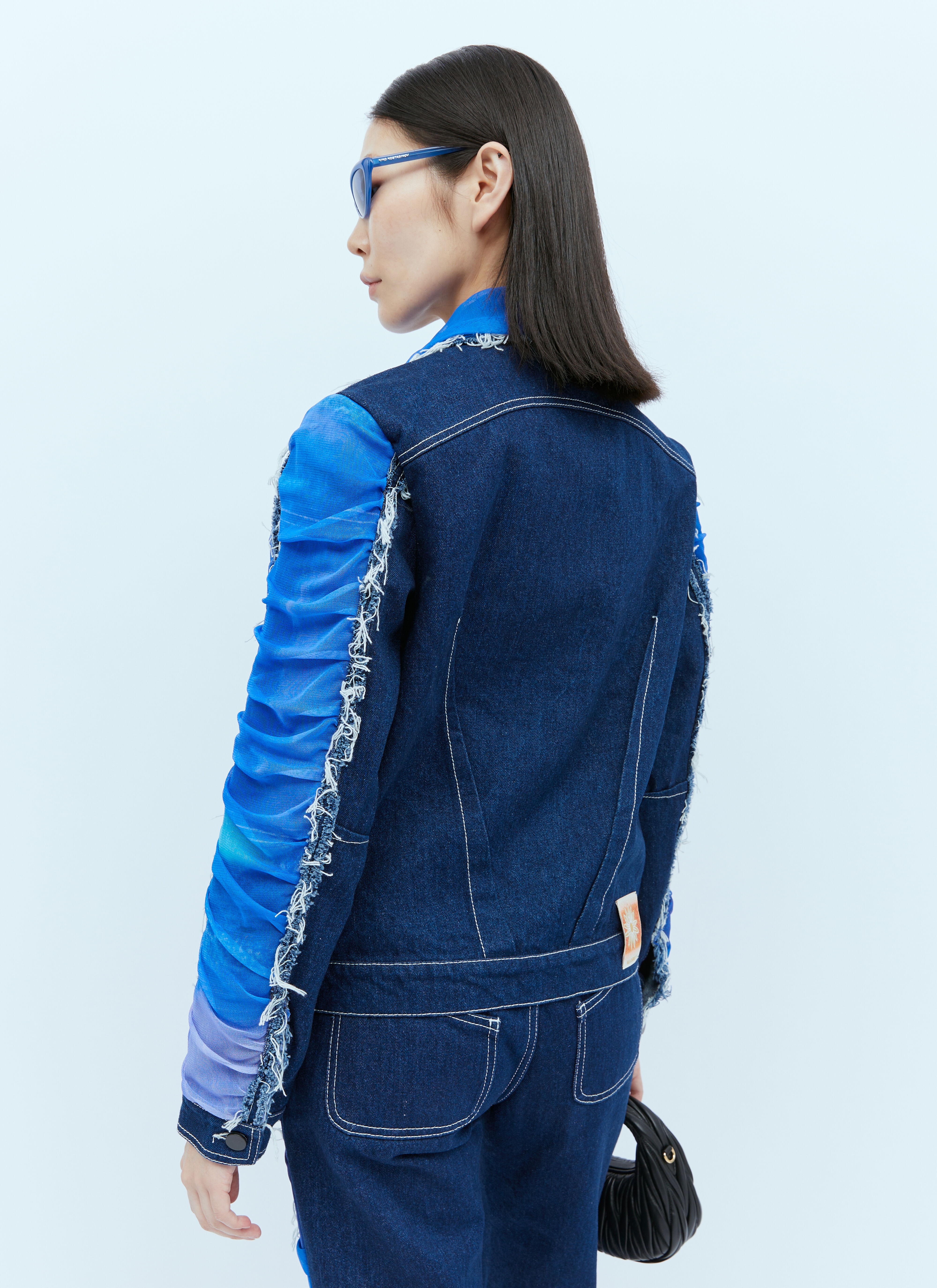 Mesh Construction Denim Jacket - 2