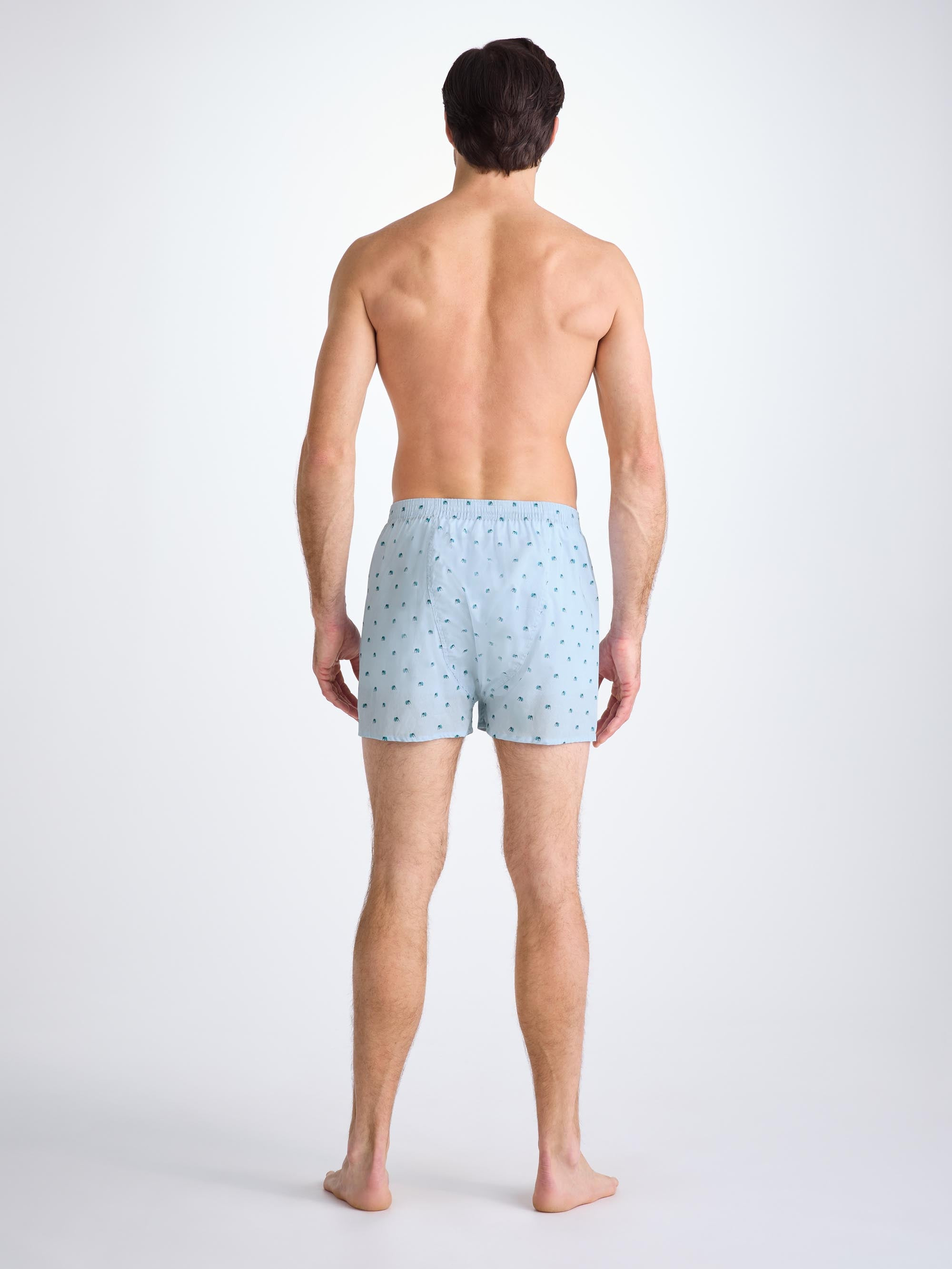 Men's Classic Fit Boxers Cotton Batiste Blue Elephant Print - 5